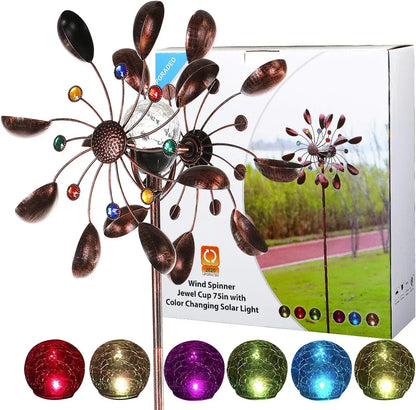 Solcellsdrivna glas boll vind spinner