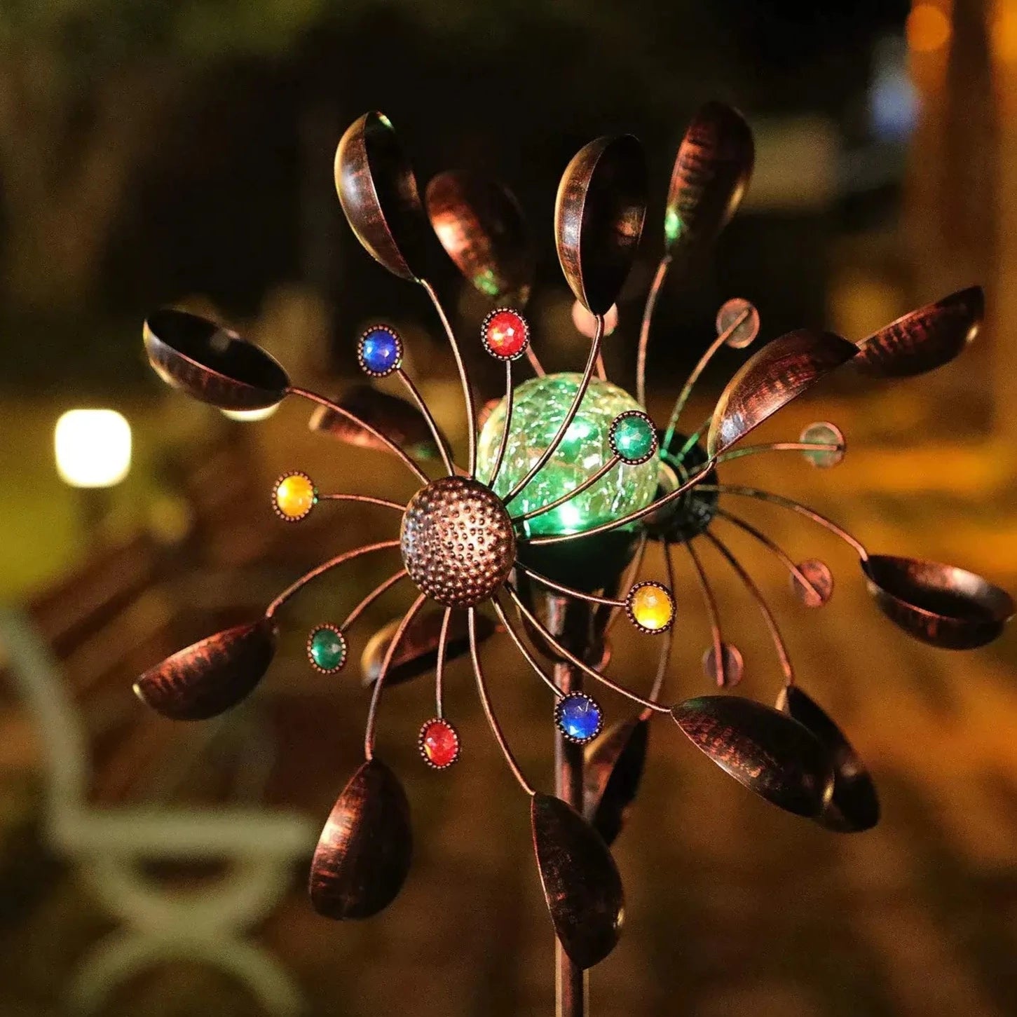 Solcellsdrivna glas boll vind spinner