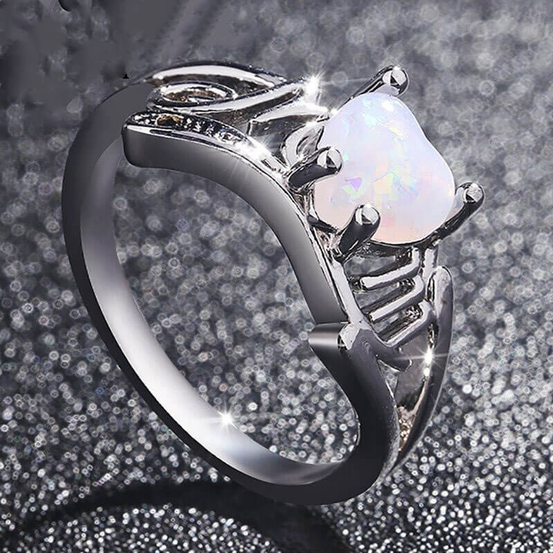 Mamma hjärta opal ring