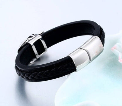 Stål Punk Skull läderstil armband