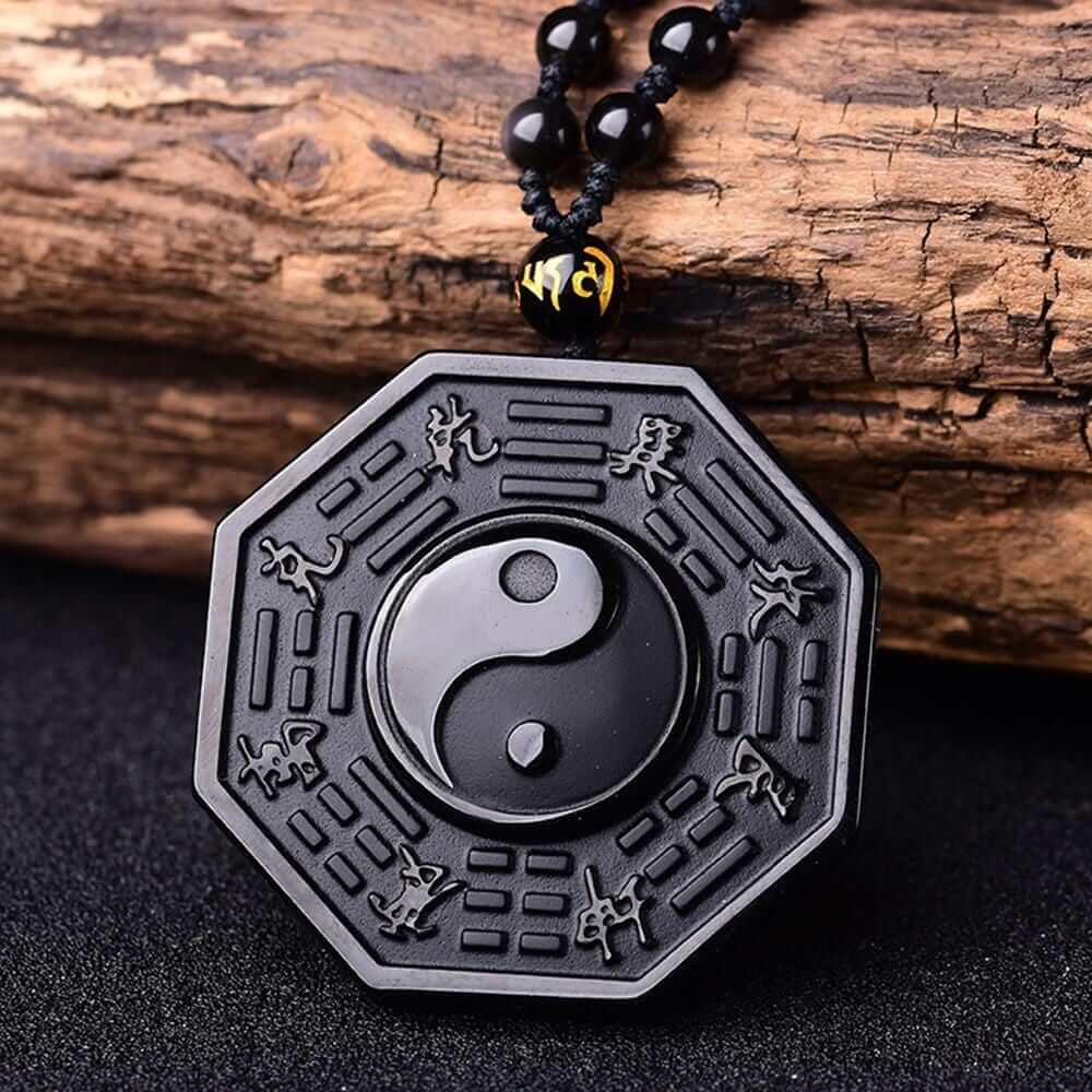 Obsidian Yin Yang Necklace